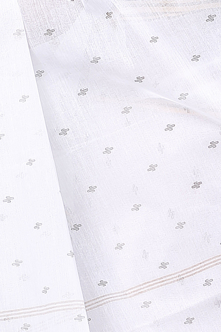 White Golden Pure Cotton Regina Tant Saree (988)